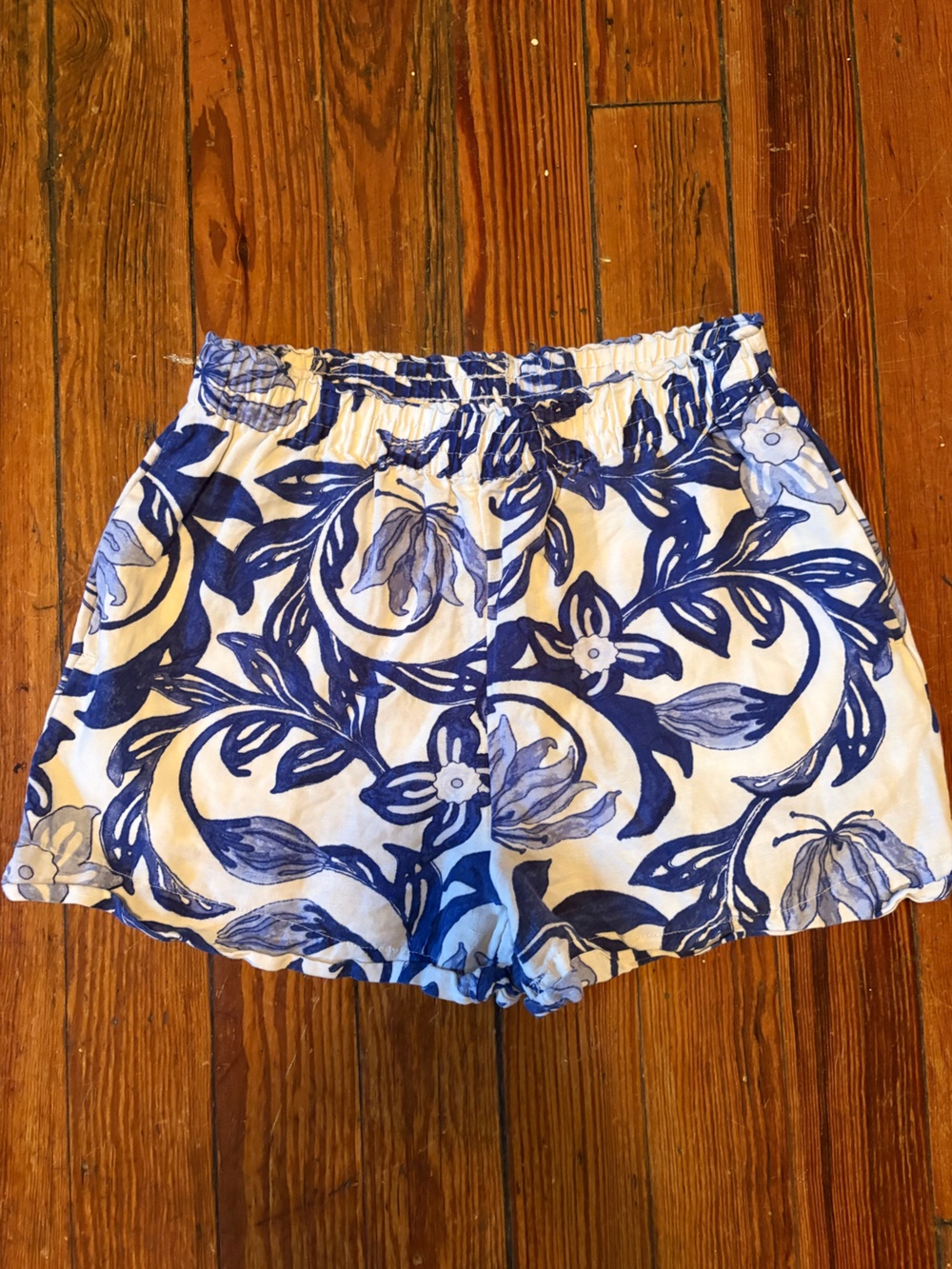 H&M White Shorts with Blue Floral Print